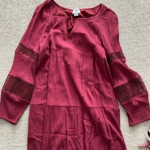 Long sleeve lace detail ruffle dress